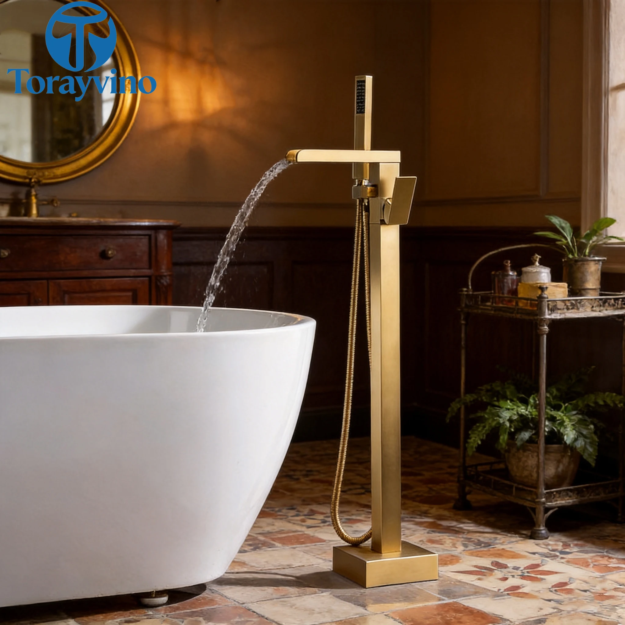 

Torayvino Bathtub Bathroom Faucet Outdoor Shower Faucet System Set Beach wash Tap Swimming Pool Floor Standing Shower Column
