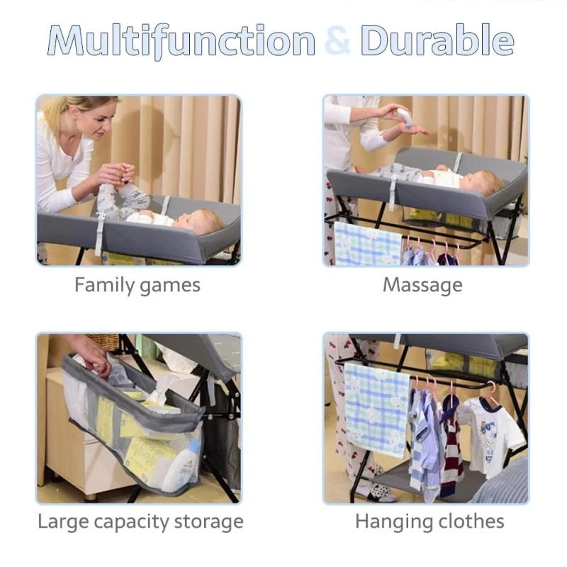 LazyChild Baby Crib Diaper Changing Table Liftable Baby Care Table Multi-Function Newborn Baby Care Table Foldable Cot New 2023