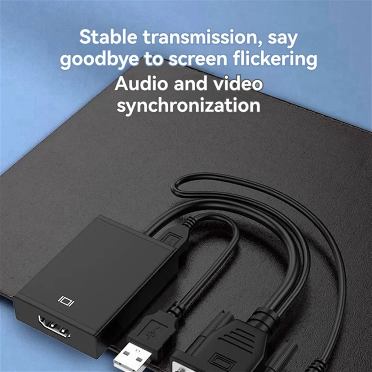 AA19 VGA to HDMI-Compatible Adapter Converter with Audio and Power AV Converters for PC, PS4/PS5, Set Top Box, TV, Monitor B