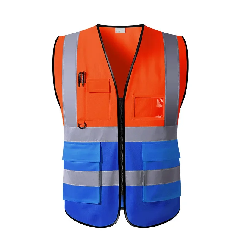 Hi Vis Vest Motorcycle Black Reflective Vest for Men Safety Vest Reflective with Pockets Reflective Vest with Zipper