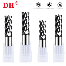 HRC50 four slot nano coated tungsten steel hard alloy end face end mill CNC machine tool stainless steel milling cutter 1-20mm