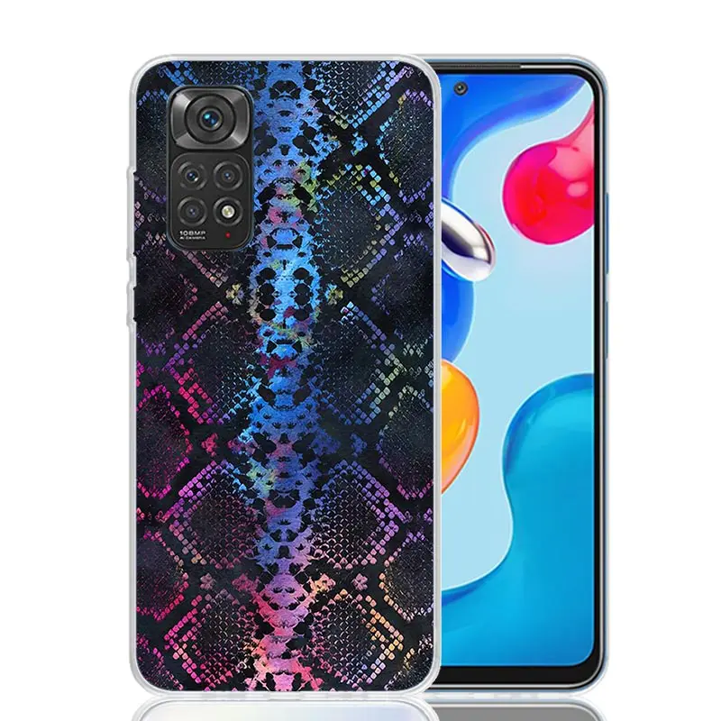 Pink Snake Skin Printing Drawing Phone Case For Xiaomi Redmi Note 13 12S 12 11S 11T 11E Pro Plus 10S 10 9S 9 8T 8 7 Art Customiz