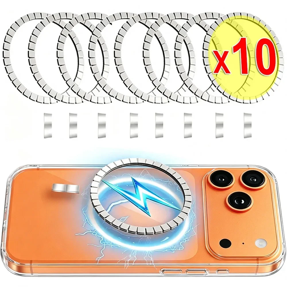 1-10Pcs Adhesive Magnet Metal Ring Sticker for IPhone 17 16 Samsung Huawei Xiaomi Magsafe Wireless Charging Magnetic Ring Gasket