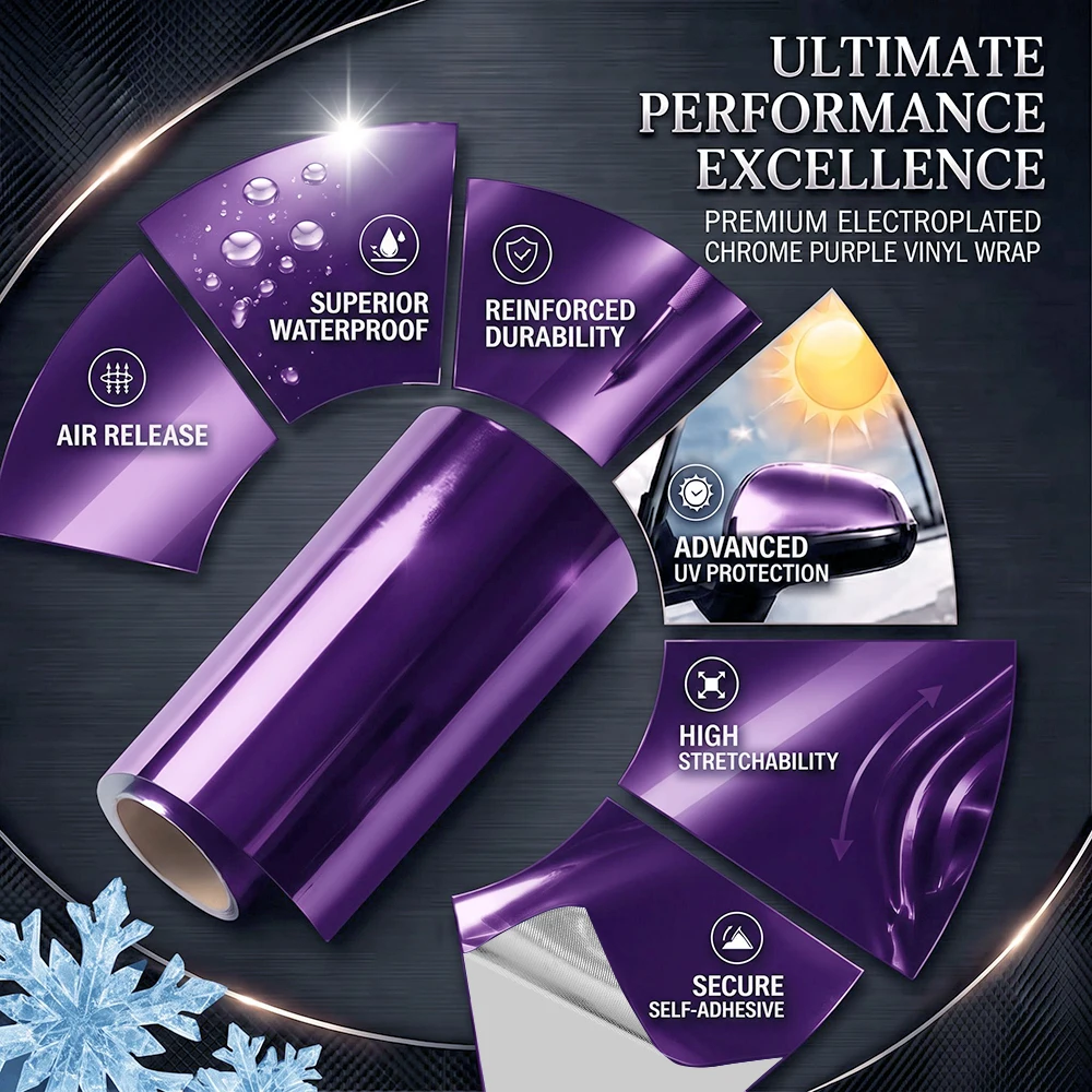 Purple Electro Coating Film Car Stickers Color Change Vinyl Film Electroplate Sticker Bubble Free Wrapping Film Car Accessories