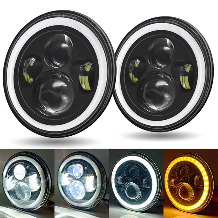 Full circle 4-bead Wrangler headlights, motor lights, motorcycle modified 7-inch angel eye LED headlights, work lights