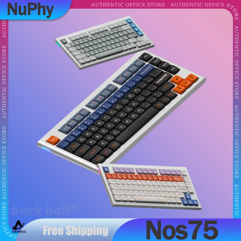 

Nuphy Nos75 Mechanical Keyboard Low Profile Aluminium Alloy Keyboard Ansi 75% Wired Keyboard Via/Qmk Custom Gamer Keyboard Gifts