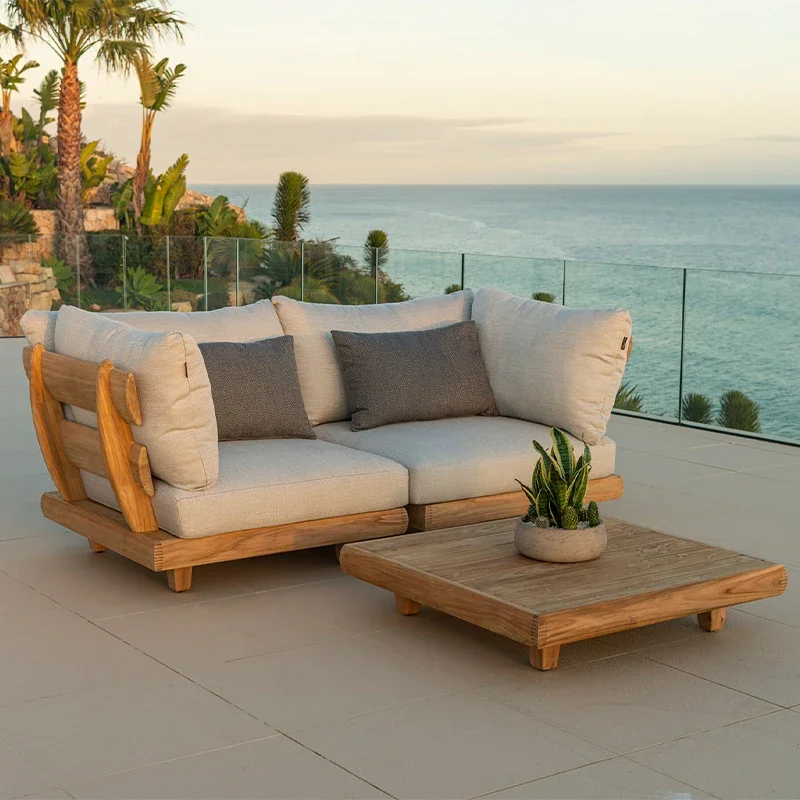 خشب الساج أريكة فناء الخوص الحديثة الراقية الروطان مطعم الألومنيوم فندق نموذج بركة فاخرة أثاث خارجي حديقة مجموعة #1