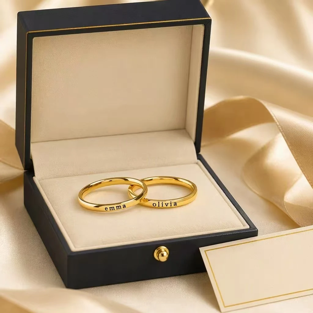Personalized Engraved Name Rings Custom Letter Gold Ring for Women Jewelry Anniversary Birthday Gift for Mother Daughter Friend view 5