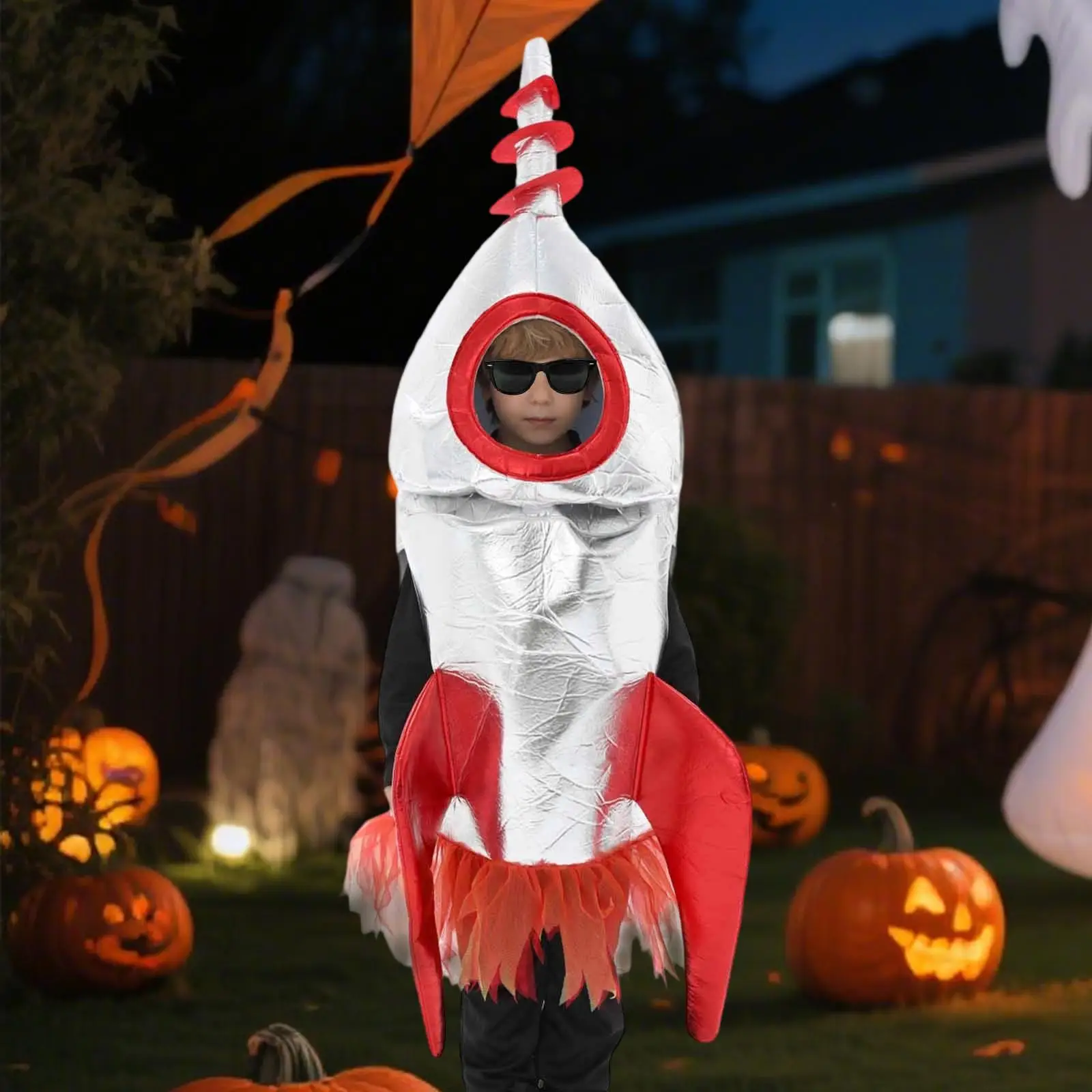 

Rocketship Costume for Kids Boys Fancy Dress Funny Clothing Spaceship Cosplay Outfit Costume for Role Playing Holiday Halloween