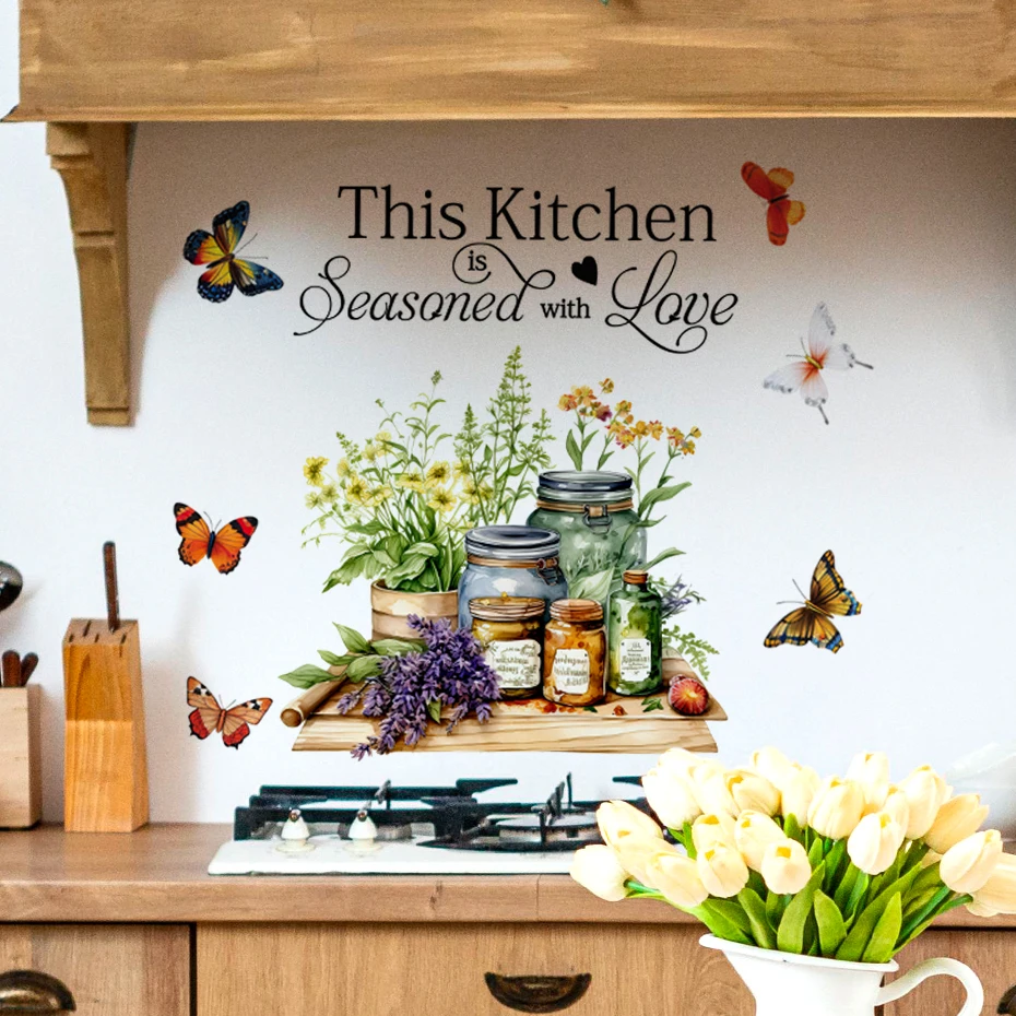Home Cooking Quotes - Kitchen Herbs Cooking Art Butterfly Flower