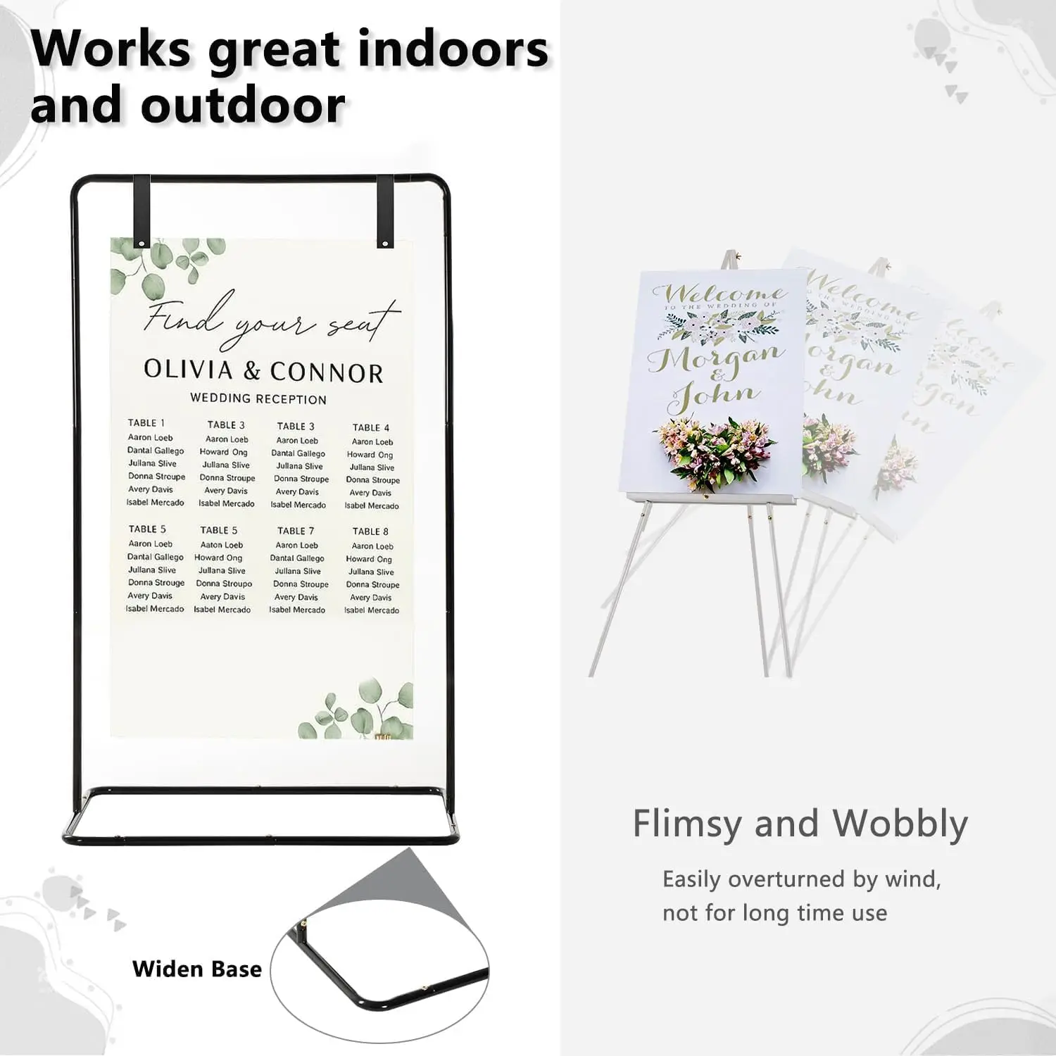 Wedding Welcome Sign Stand 69" Wedding Sign Holder for Seating Charts Welcome Sign Stand for Party to Welcome Guests - view 5