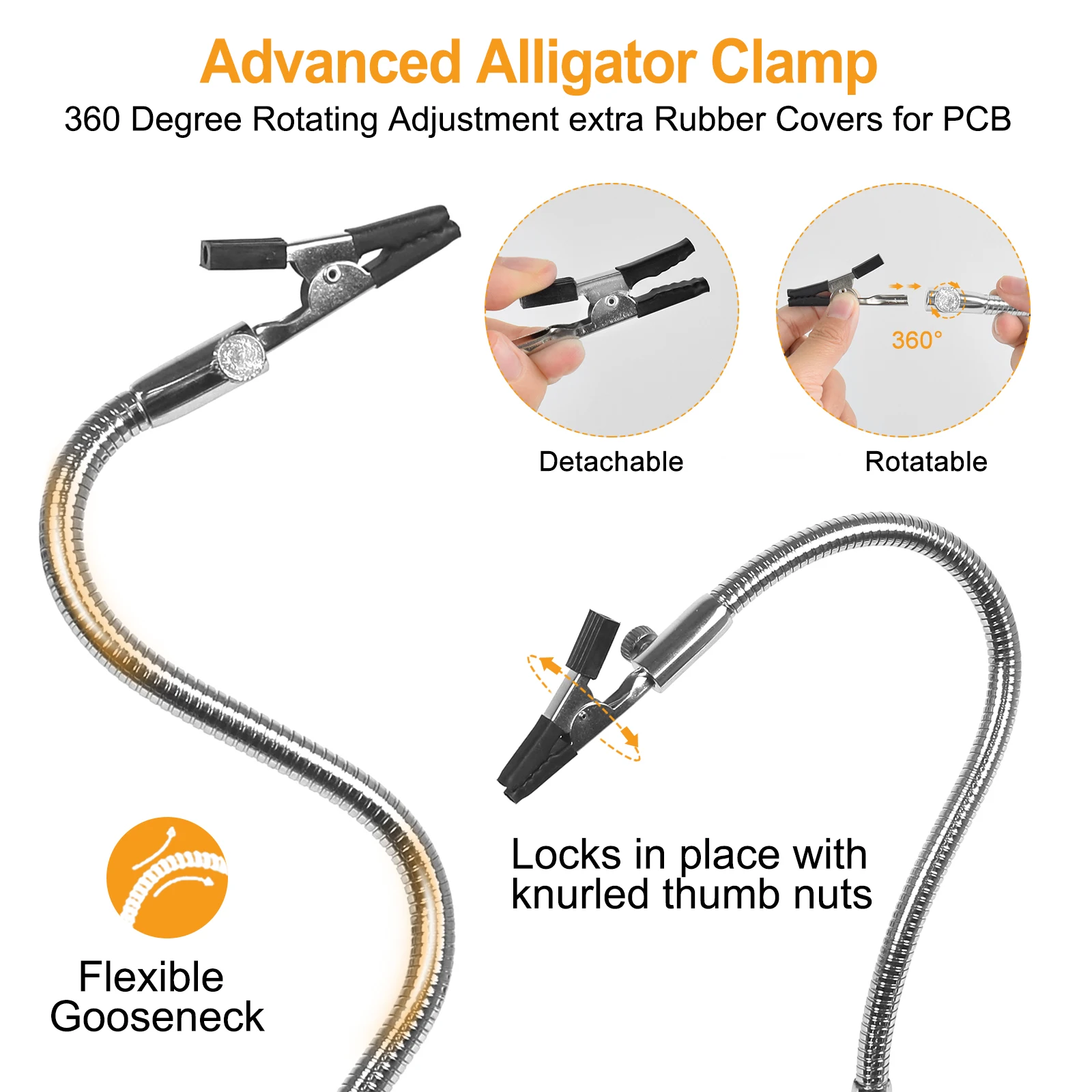 Helping Hands Soldering Tool with 5 Metal Flexible Arms Table Clip PCB Holder Welding Third Hand for Soldering Assembly Repair image 2