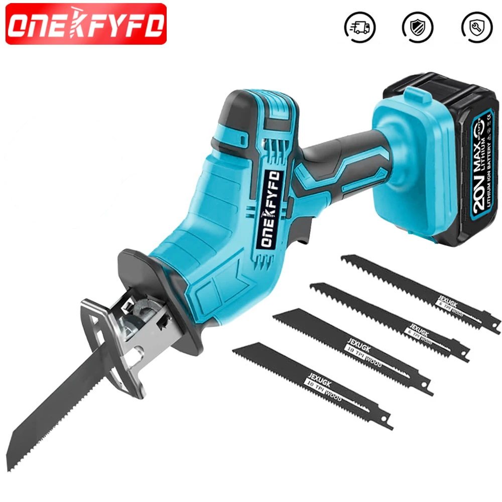 

Cordless Reciprocating Saw Adjustable Speed Chainsaw Wood Metal PVC Pipe Cutting Bandsaw Power Tool for Makita 18V Battery