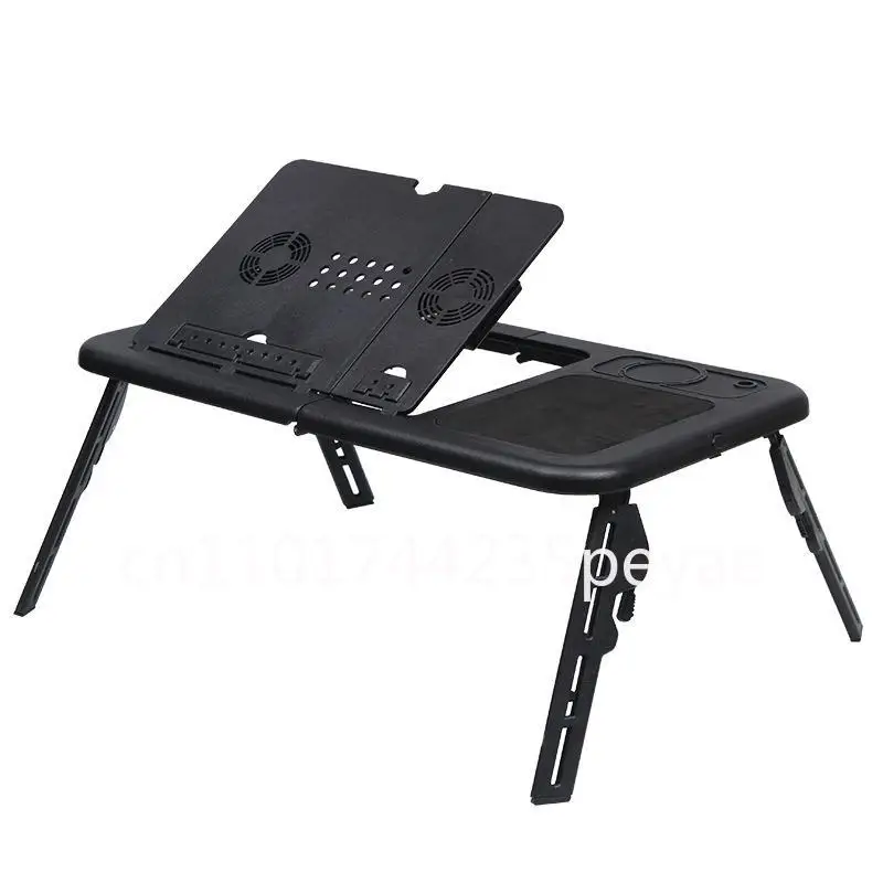 Portable Folding Adjustable Laptop Table Bed Table Tray USB Notebook PC Table Stand with 2 Cooling Fans Mouse Cup Holder