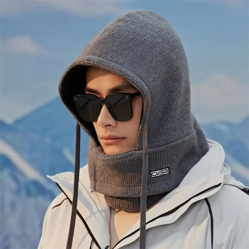 One-piece Windproof Snow Hat Integrated Full Face Cover Outdoor Cycling Scarf Ear Protection Plush Thickening Warm Face Mask Men