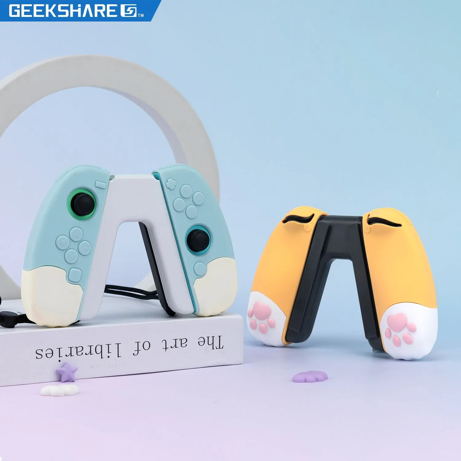 GeekShare-mando Joycon para Nintendo Switch, empuñadura en forma de V, OLED, accesorios para consola NS