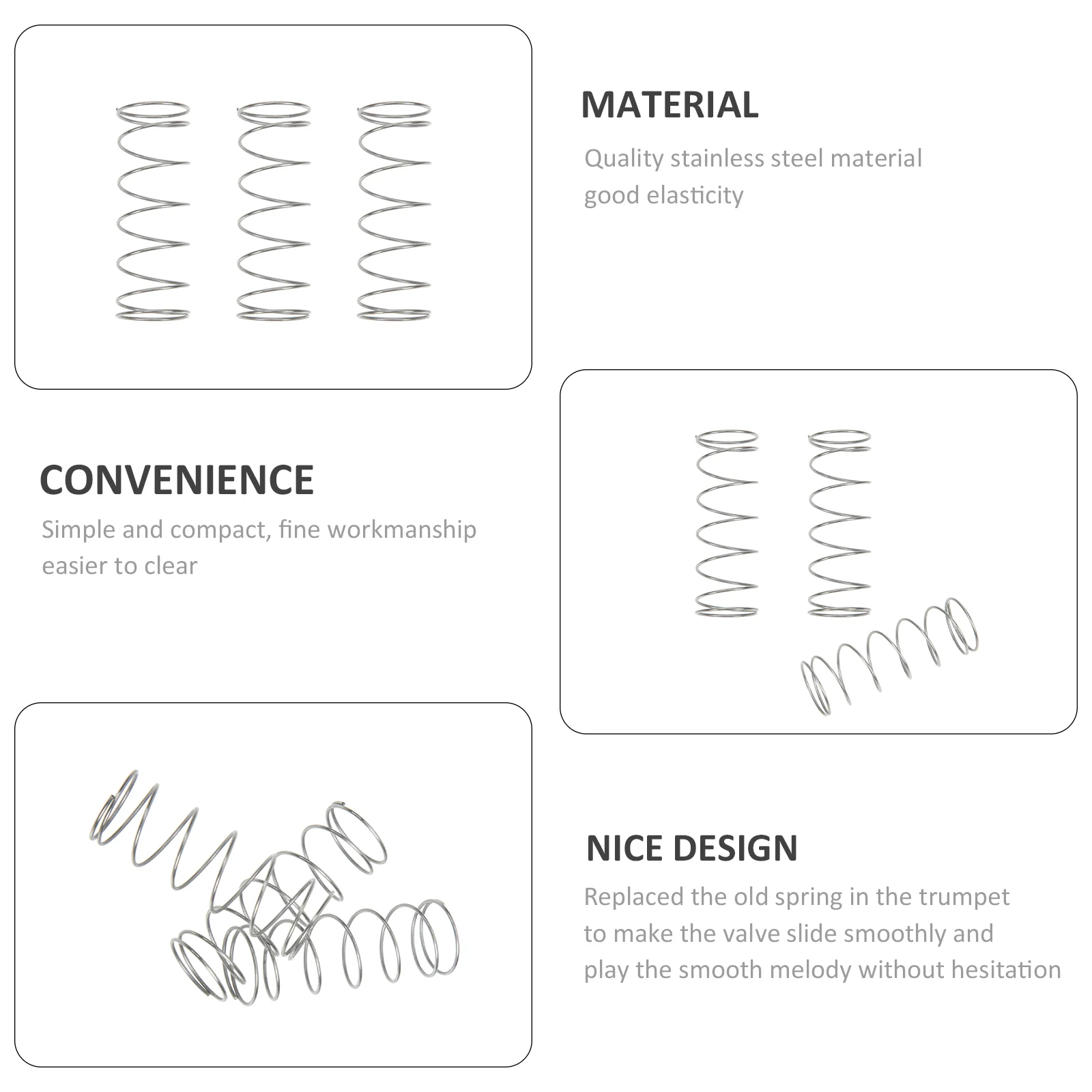 3-teiliges Schlüsselfeder für Musikinstrumente, Trompetenventile, Knöpfe, Kappen, Reinigungsset, Gitarrenteile, akustische Federn