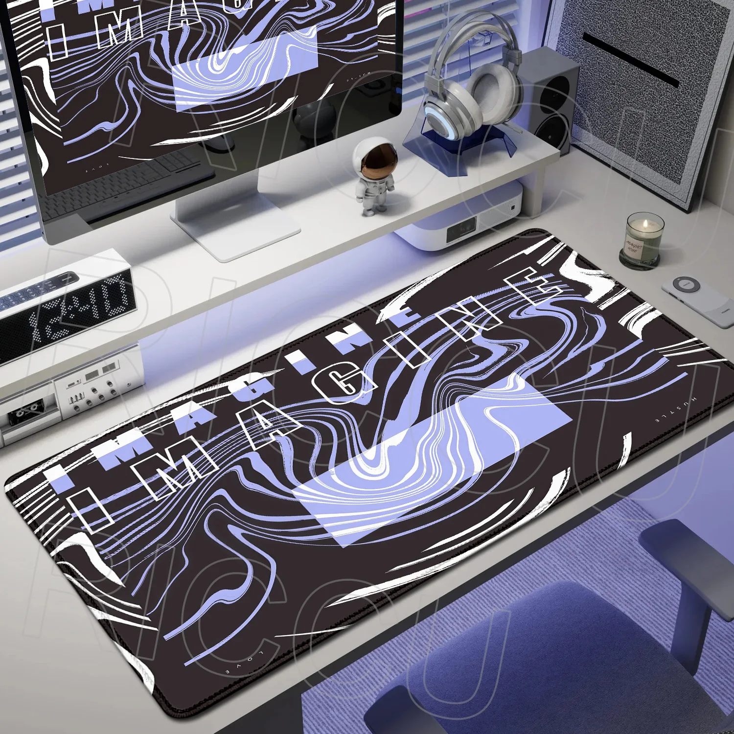 

HD Liquid heat-resistant Mouse pad Large Gaming Keyboard Extended Pads Purple and Black Topographic MousePad PC cabinet Desk mat