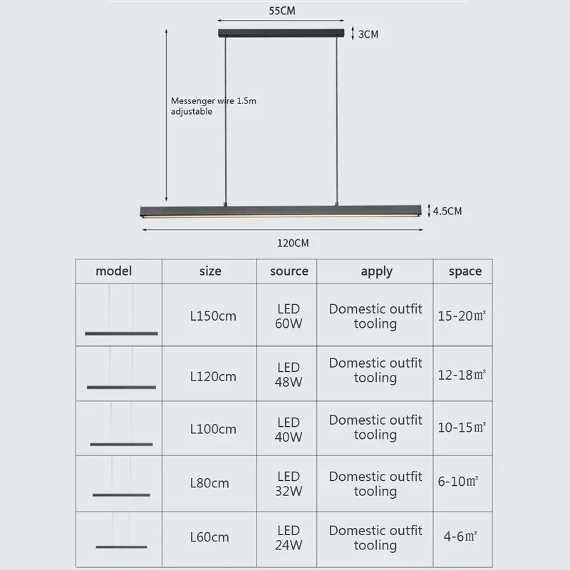 Lampada a sospensione moderna a LED per soggiorno, sala da pranzo, ristorante, ufficio, lampadario lungo e semplice, lampada a sospensione per la