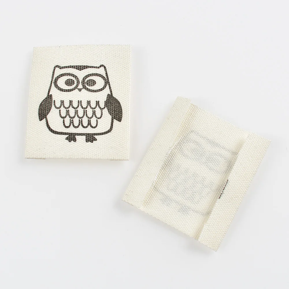 New Arriving 48Pcs Fabric Owl Label Tags Rectangle Handmade Labels For Clothing Tags Sewing Crafts Diy Hats Bags Decoration