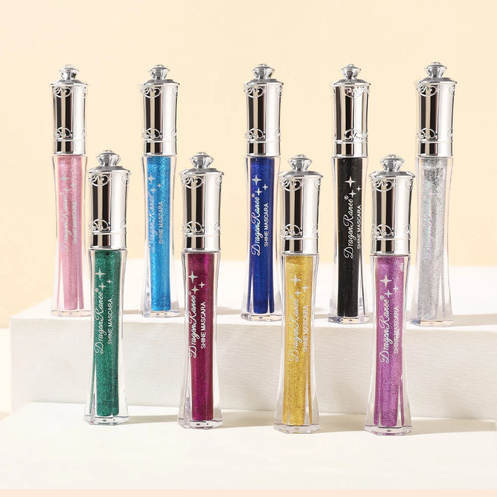 3Pcs 다이아몬드 방수 마스카라 속눈썹 컬링 글리터 실버 펄 글로시 마스카라 아이 래쉬 화장품 시니 브러쉬 젤