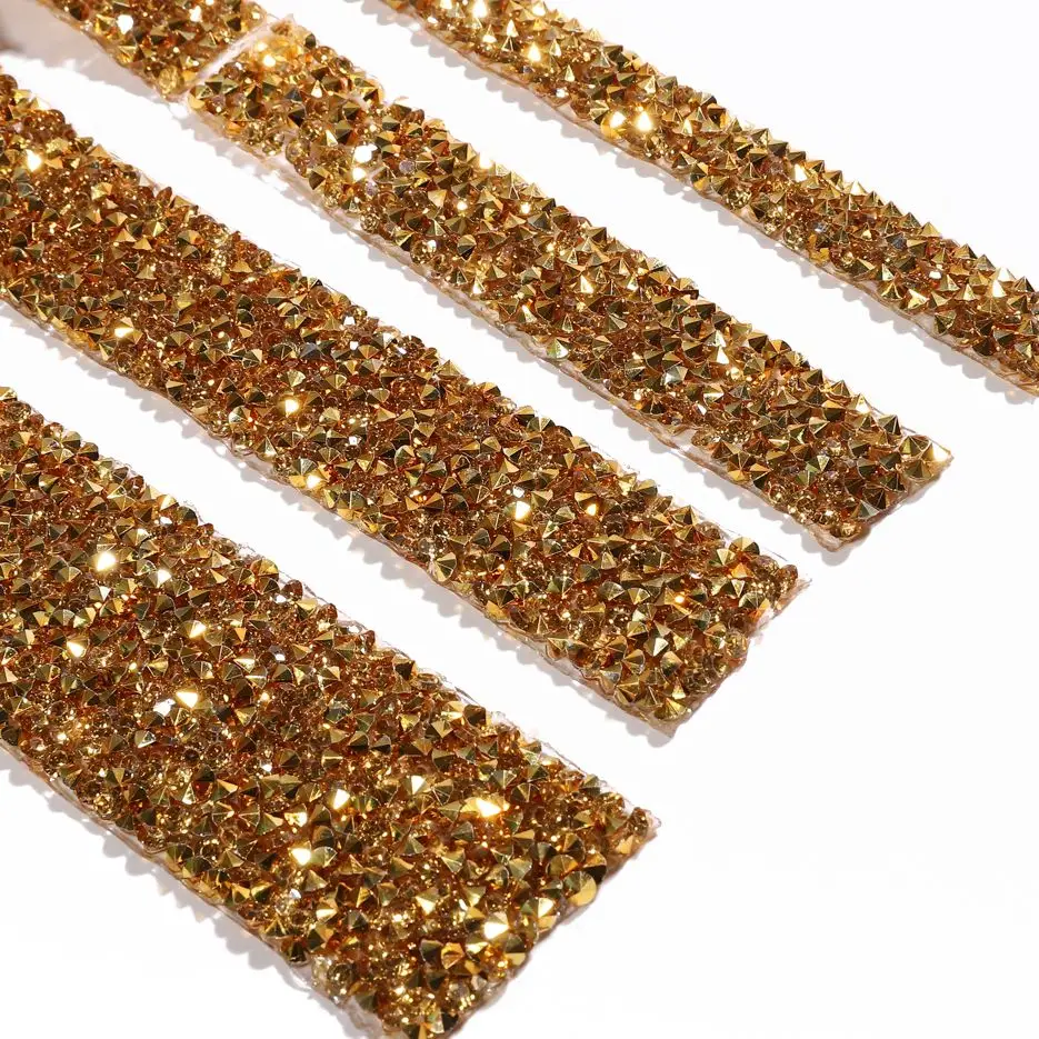 1Yard 10/15/20/30mm Glitter Rhinestone Chain Tape Trim Resin Crystal Decoration DIY Belt Garment Strass Hotfix Applique Craft