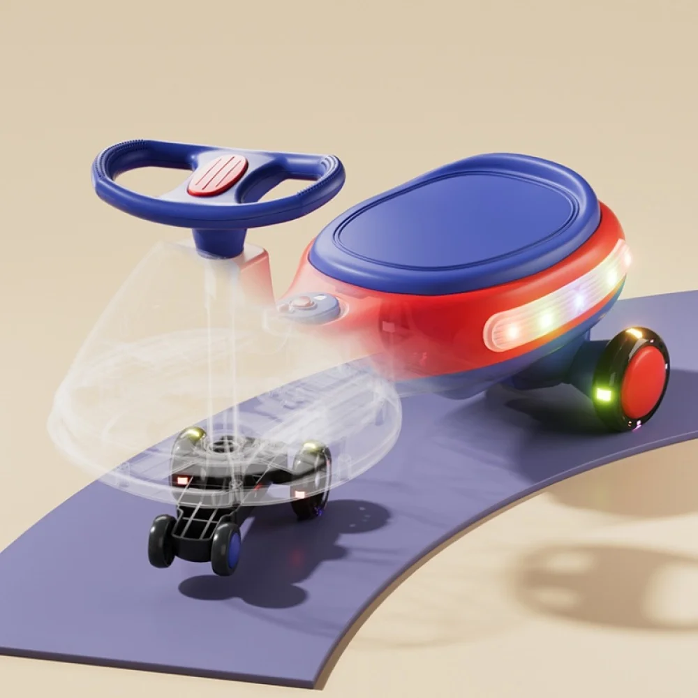 2-in-1 Ride on Toys Electric Wiggle Car Pedal Rechargeable Battery Swing Car 2 motor Ride-On Toy Anti-Rollover Flashing Wheels