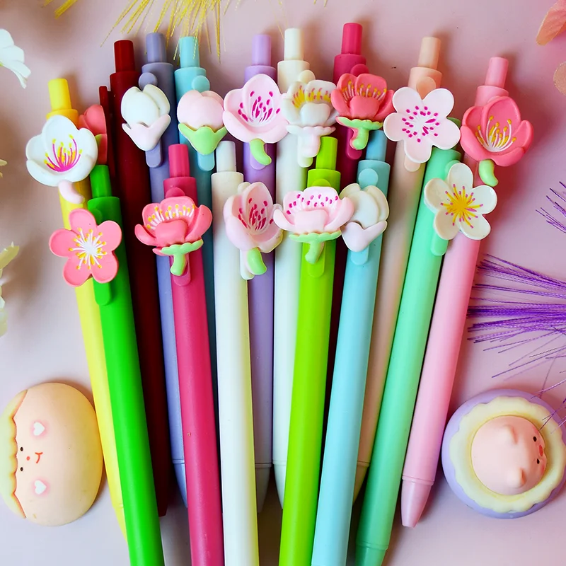 12pcs Ballpoint pen with asmall flower-shaped accessory a must-have for flower lovers a creative gift and a fun office essential
