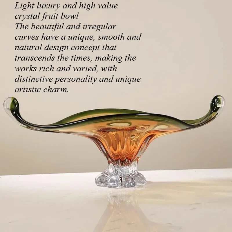 Luxury colored glass thickened large fruit Plates bowls ornaments living room storage tray exquisite design Home decoration
