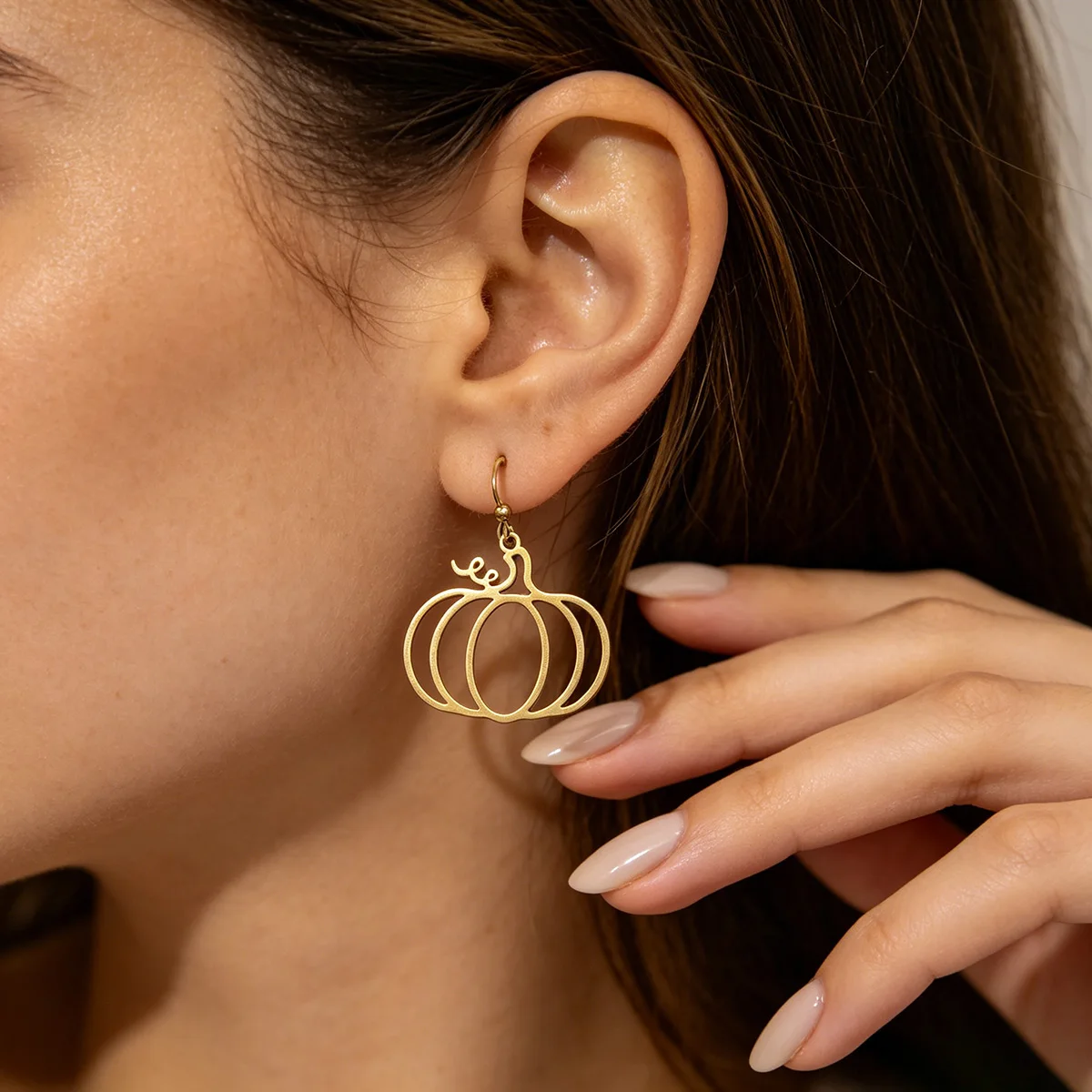Chandler Thanksgiving Pumpkin Metal Hollow Cutout Earrings Women Jewelry Accessories