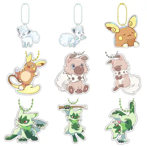 Pokemon Floragato Raichu Rockruff kendi kendine yapılan karikatür akrilik anahtarlık sırt çantası aksesuarları kolye Anime klasikleri koleksiyonu