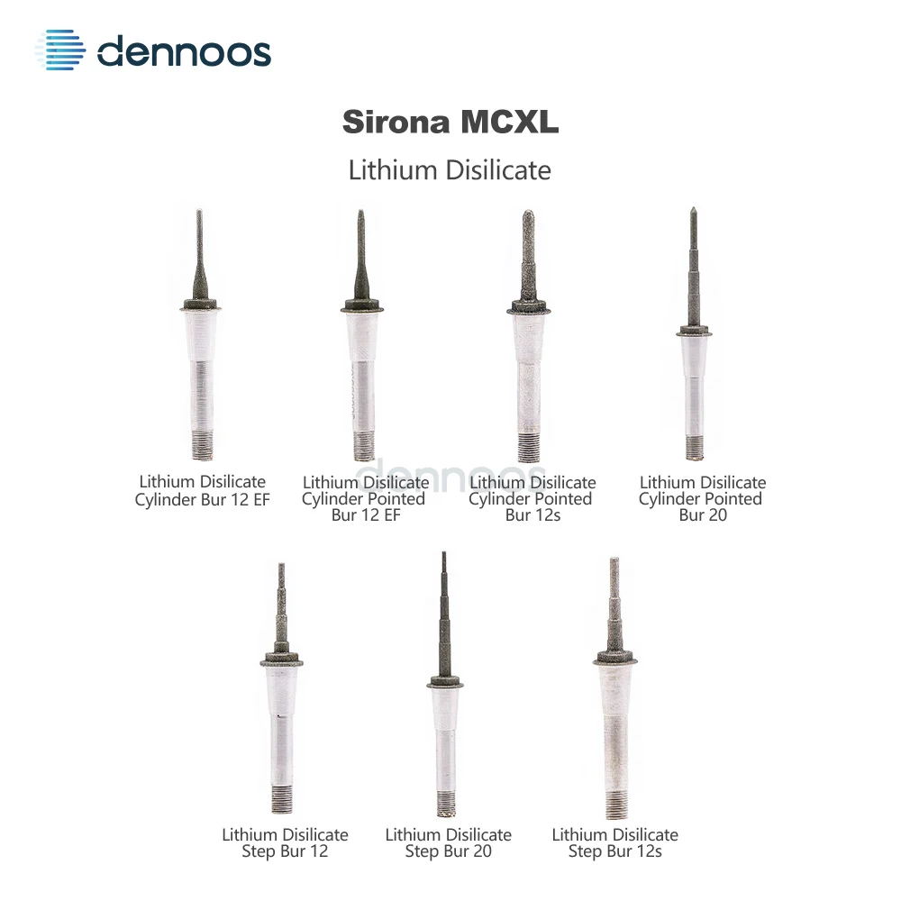Fresas Dentales Sirona MCXL Cilíndricas Puntiagudas 12 Shaper 25 RZ para Zirconia, PMMA, Disilicato de Litio, Brocas de Pulido Odontológico