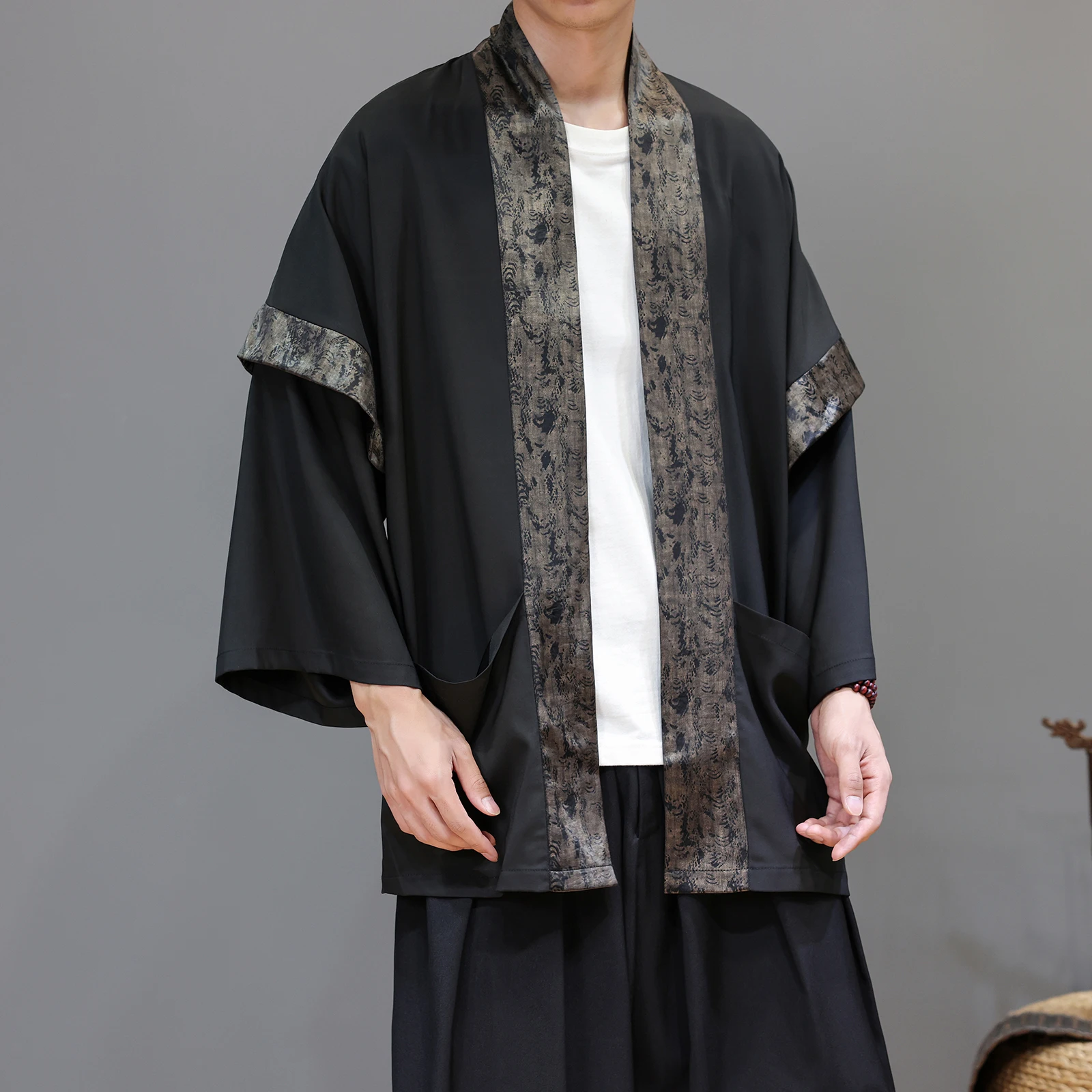 Chinese Style Pattern Jacquard Coat Men Spring Summer Jacket Lazy Handsome Chic Traditional Hanfu New Chinese Aesthetic Tops
