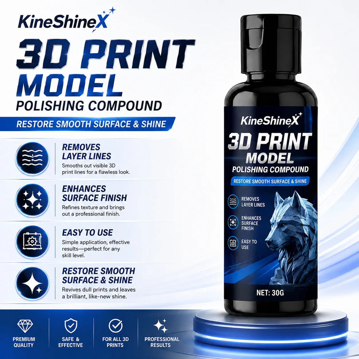 3D-Druck-Politur 100ml – Premium-Finish-Restaurator für PLA-, ABS- & PETG-Spielzeug, reduziert Schichtlinien, stellt den Glanz wieder her, sorgt für eine glatte Oberfläche – Detail 1