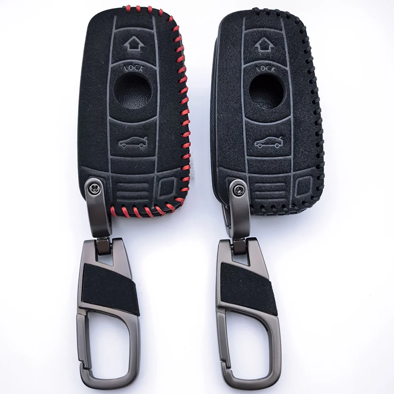 Leather Car Key Case Cover Fob for BMW E60 E61 E70 E81 E87 E90 E91 E92 X1 X5 X3 1 3 5 6 Series Z4 Protector Shell Accessories