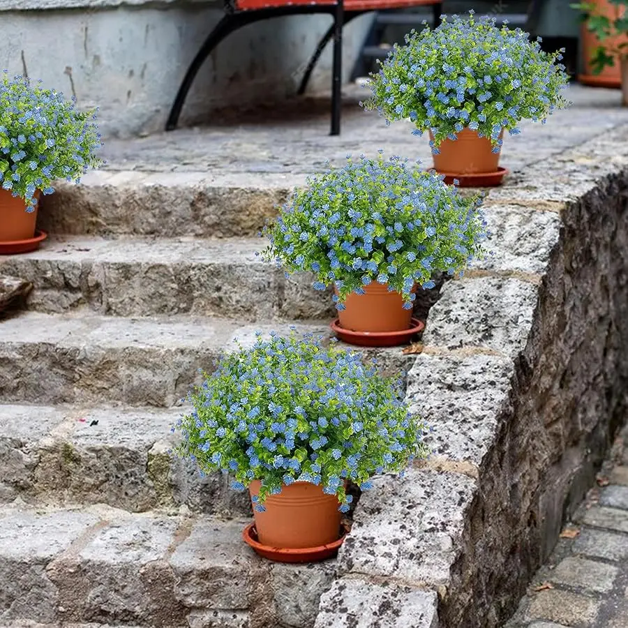 Flores artificiales al aire libre resistentes a los rayos UV, 20 paquetes de plantas verdes florales realistas falsas para porche exterior, cajas de ventana, Garde