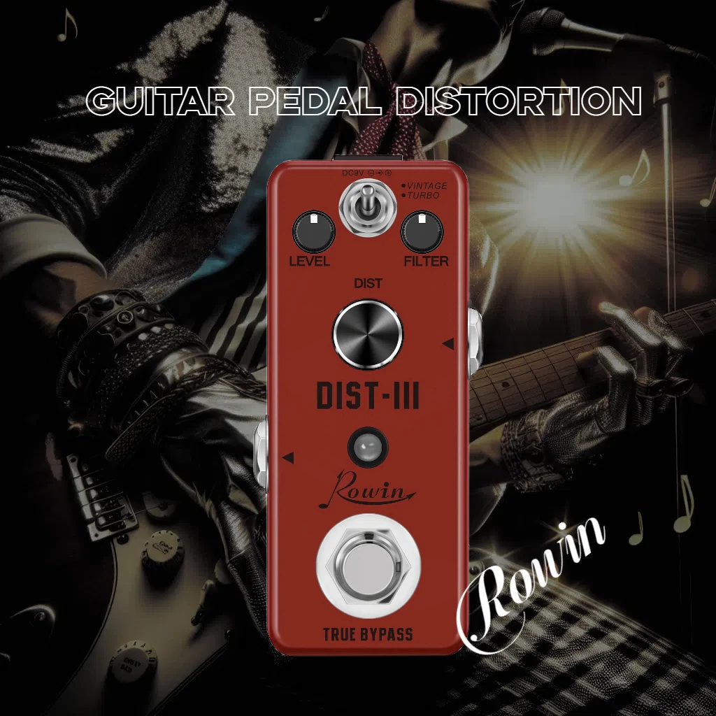 

Rowin Guitar Pedal Distortion RAT Effects Classic Smooth Vintage Turbo DIST Sound DV 9V mini Pedais True Bypass LEF301C