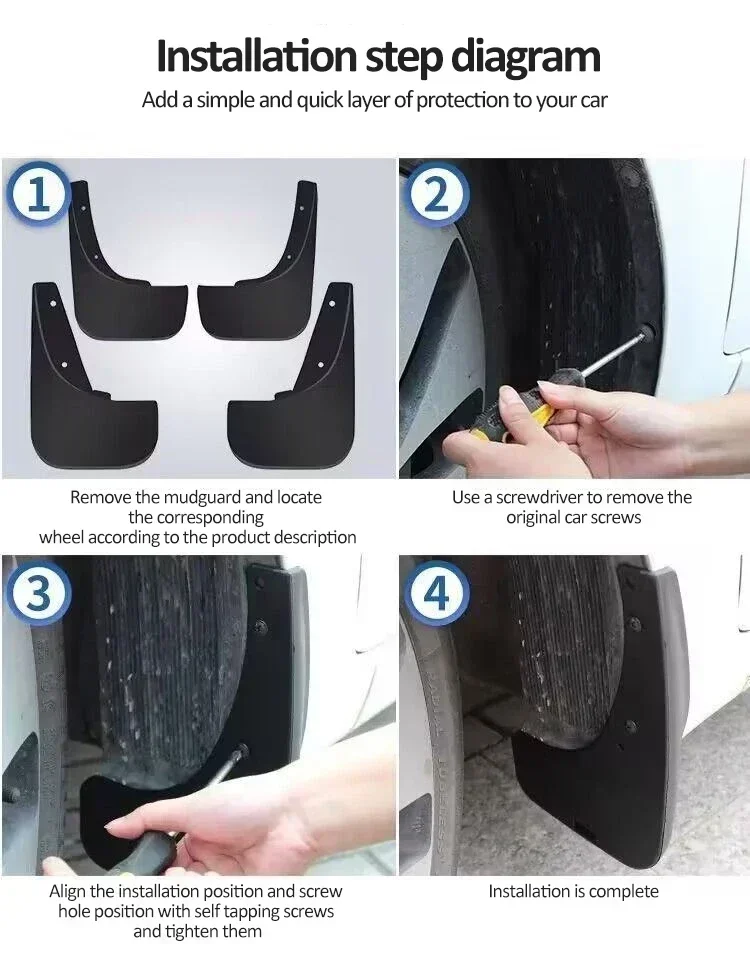 4 قطعة اللوحات الطينية ل BAIC X7 بكين X75 اكسسوارات 2025-2023 Mudflaps درابزين قطعة من نسيج الجبهة الخلفية سبلاش الحرس حامي غطاء #2