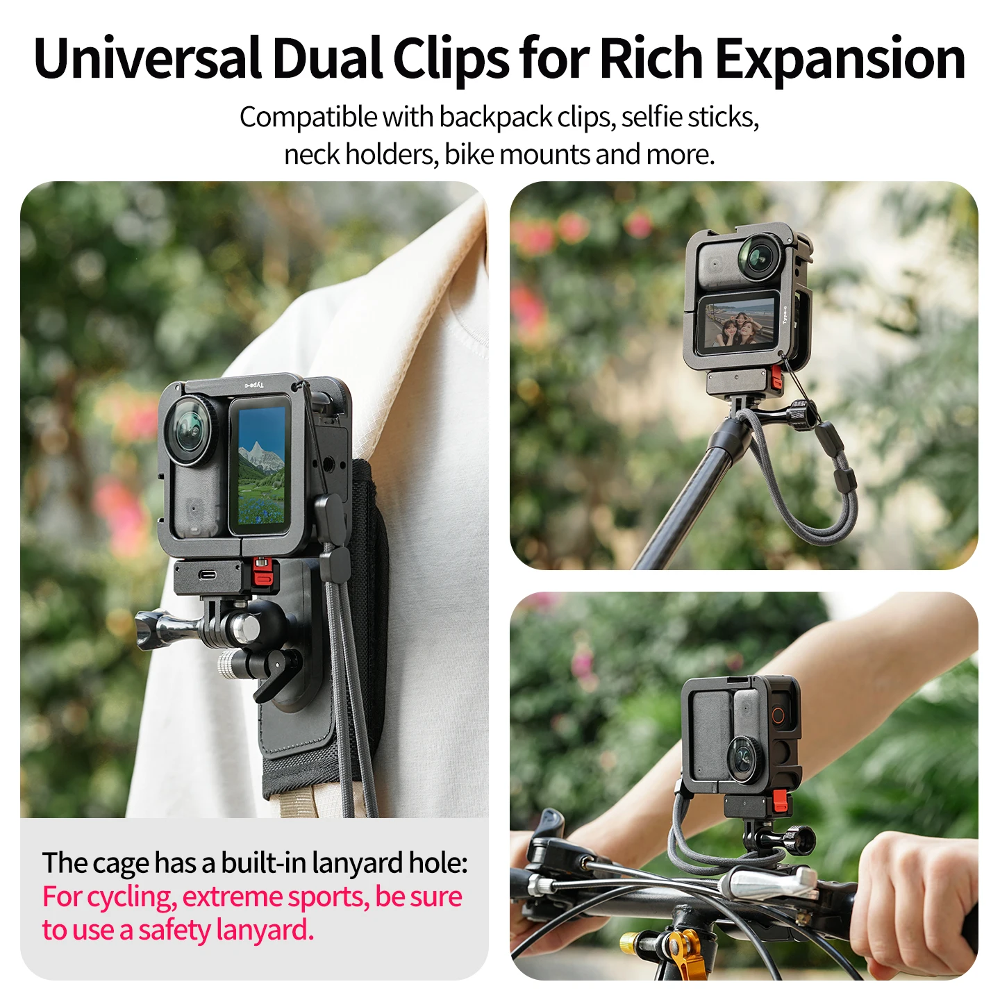 Aufladbarer magnetischer Kamerakäfig-Stativadapter für DJI Osmo Nano Kamera, Selfie-Stick, Fahrrad-Rucksackhalterung für Mikrofon- und Lichterweiterung – Detail 7