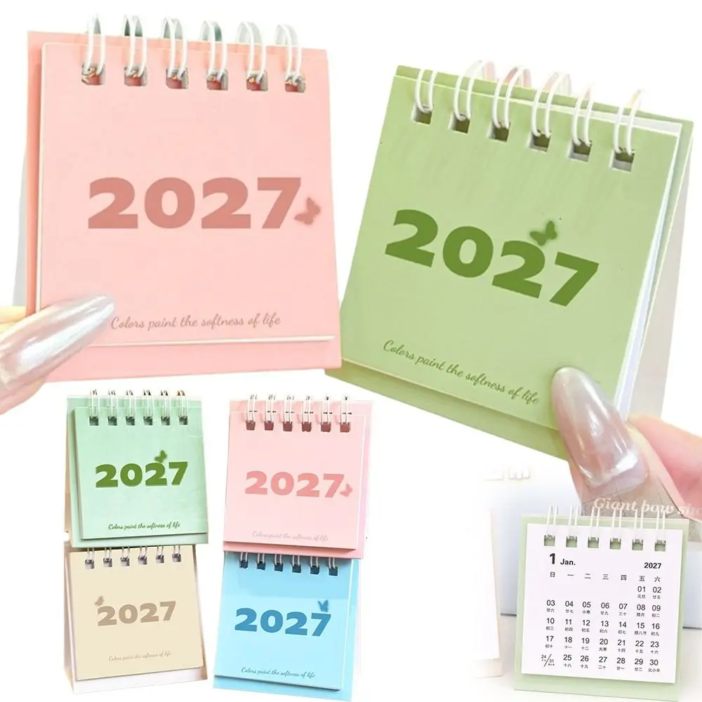 Paper Mini Desktop Calendar Freestanding Base Memo Notes Home Office Calendar Thick Hard Cardboard Cover Smooth Writing