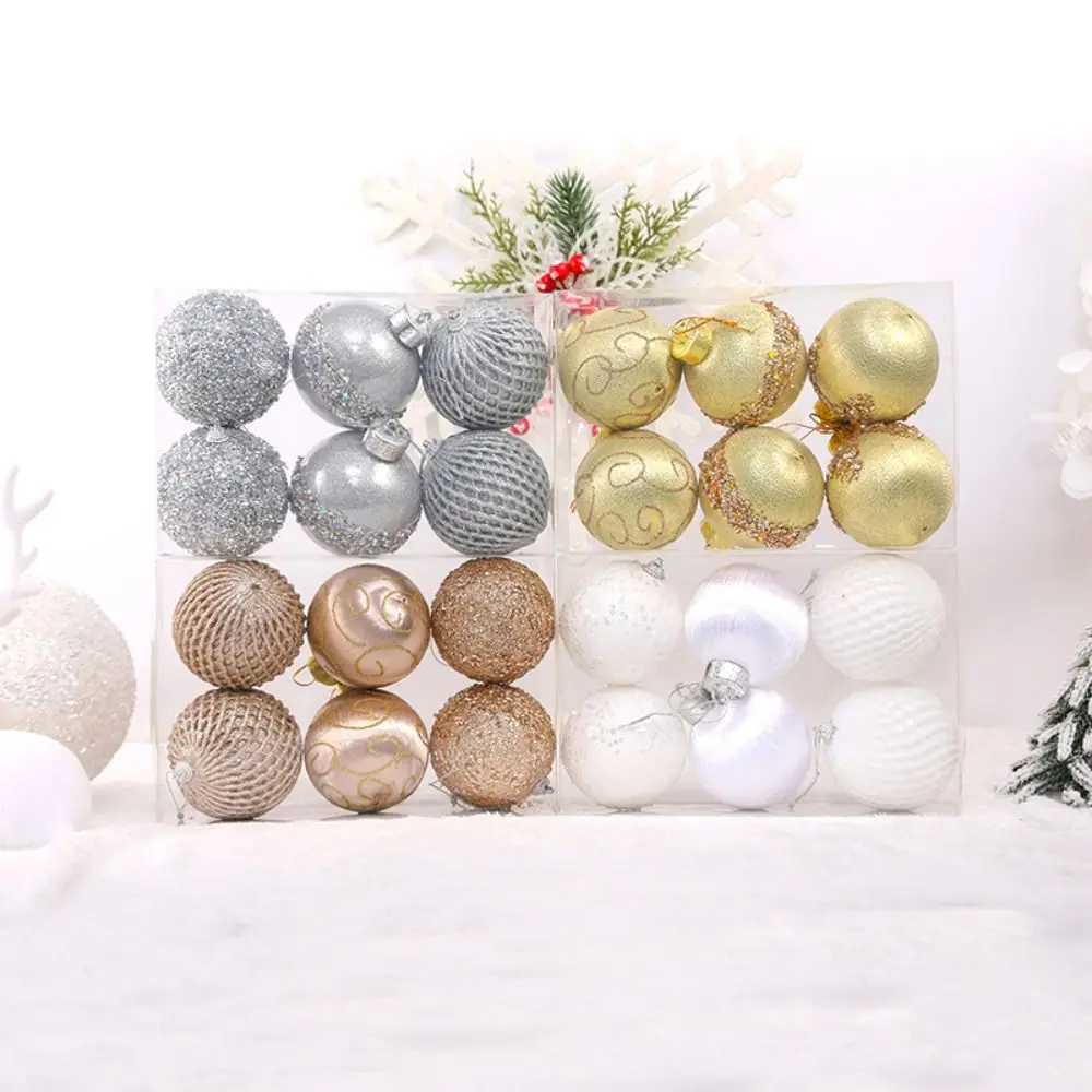 6pcs 8CM Christmas Ball Set Painted Delicate Electroplating Ball Shatterproof Creative Christmas Tree Decoration Pendant Wedding