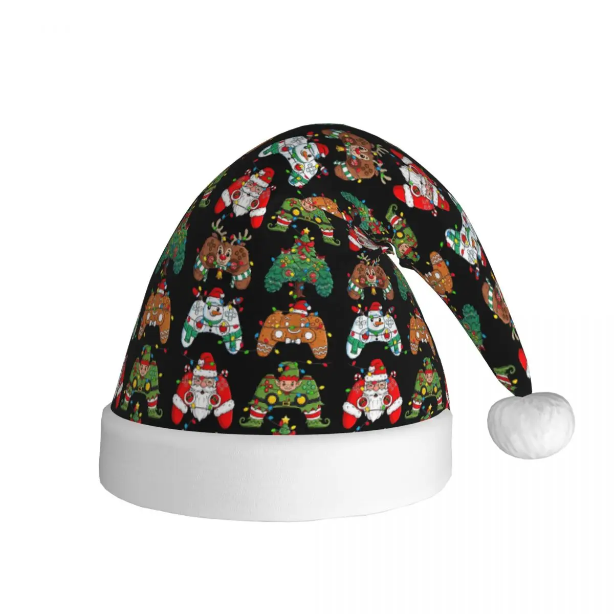 Christmas Santa Elf Lights Gaming Controllers Xmas Winter Warm Christmas Hat for Adult Men Women Santa Hat Cap Xmas Gifts