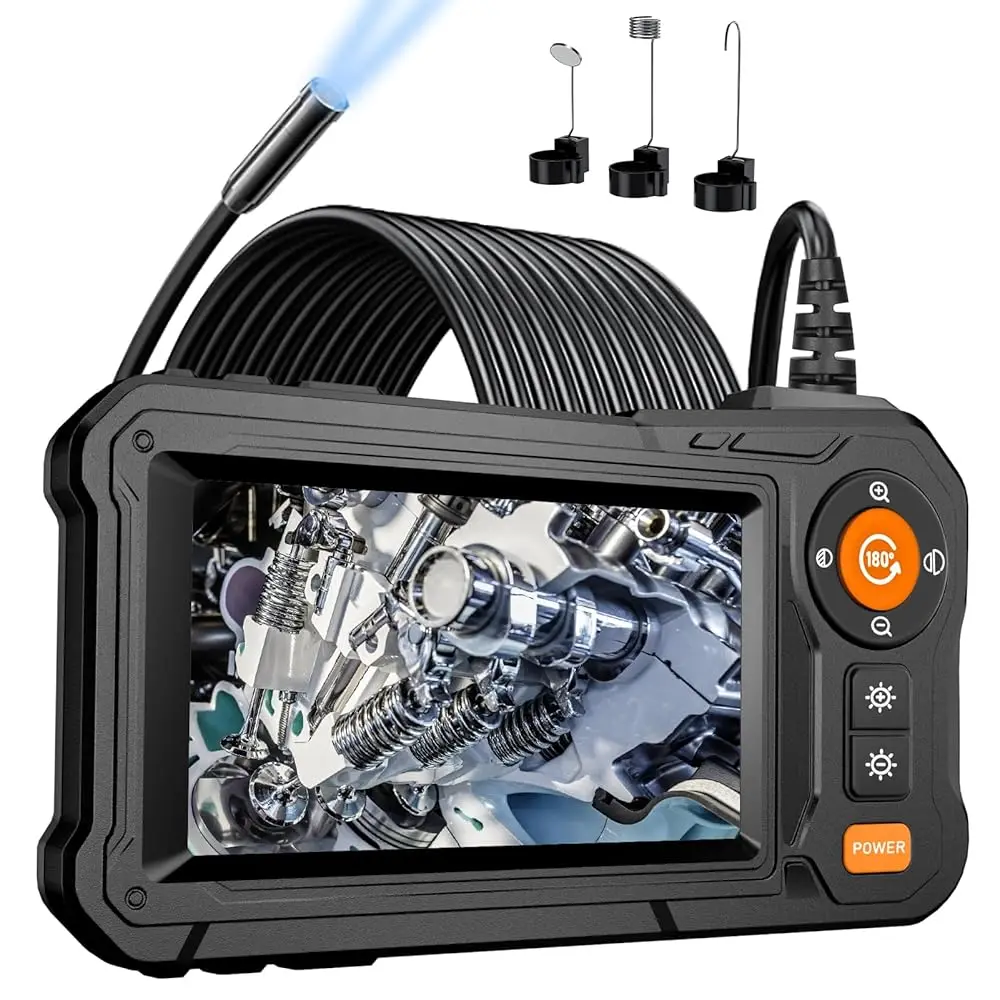 

Endoscope Camera with Light - 4.3" LCD Screen Inspection Cameras IP67 Waterproof Borescope with 8 Adjustable LED Lights