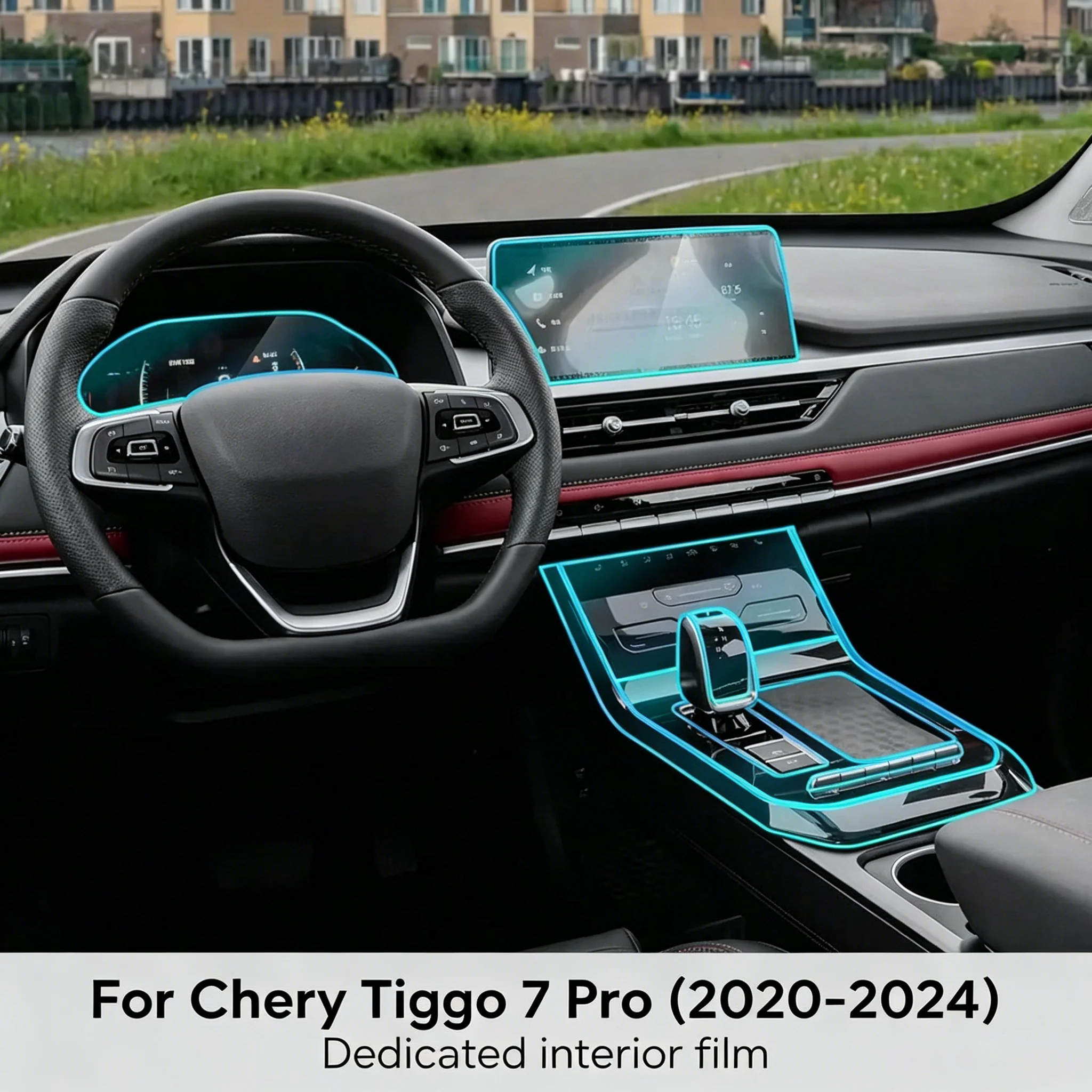 TPU-Folie für Chery Tiggo 7 Pro 2020-2024, transparente TPU-Folie für den Innenraum, Auto-Navigationsbildschirmfolie, Mittelkonsole, PPF-Folie