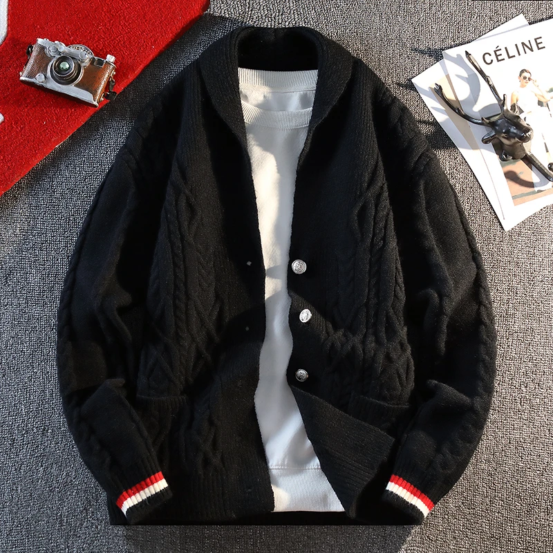 Designer Original Men's Autumn Luxury Long Sleeves Knit Cardigan Jacquard Keep Warm Sweater Coat Leisure Trend Men's Clothing