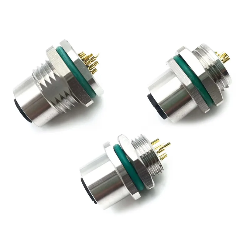 M12 Front Panel/Back Panel Aviation Socket 2 3 4 5 6 8 12 17 Pin Male Female 16mm Soldering Sensor PG9 PCB Plug-in Type Plug