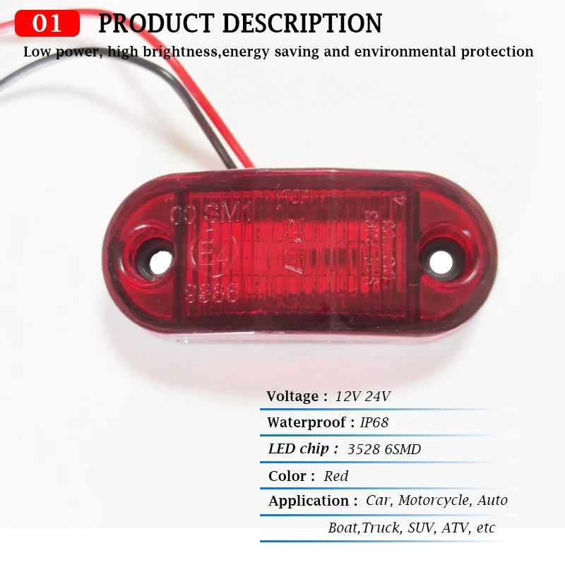 10PCS Truck Lorry Trailer Side Marker Indicators Light 6 SMD 12V 24V Signal Lights LED Clearance Lamp For Scania Truck Accessory