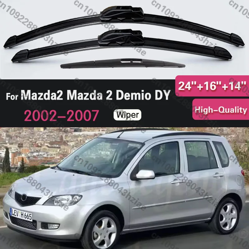 Wiper Front & Rear Wiper Blades Set Kit For Mazda2 Mazda 2 Demio DY 2002 - 2007 Windscreen Windshield Window 24