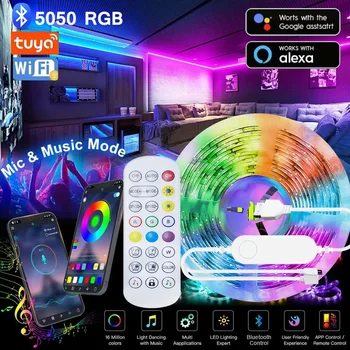 Rgb הוביל רצועות אור usb rgb הוביל רצועת טלוויזיה אור dc5v tuya rgb הוביל סרט 5050 רצועת אור ניאון גמיש עבור חדר משחקי חג המולד