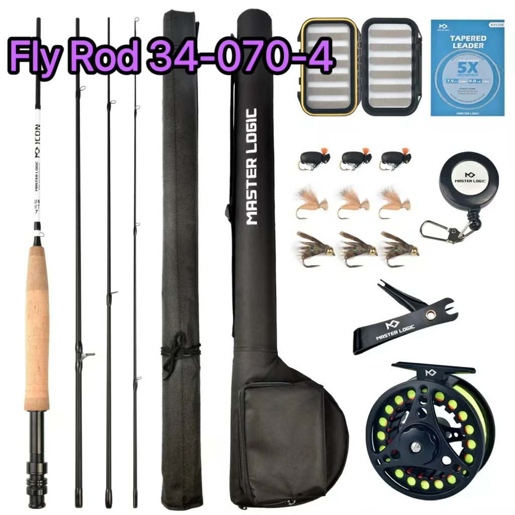 MASTER LOGIC Fly Fishing Combo Kit Fly Rod Reel Set with Flies Tapered Leader Carry Case for Beginner